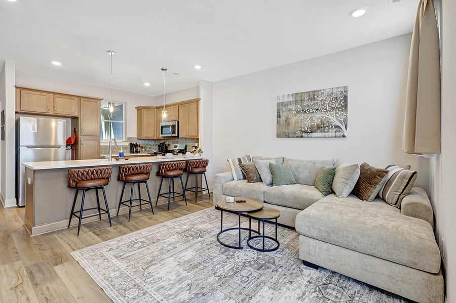 Open Concept Living and Kitchen Areas