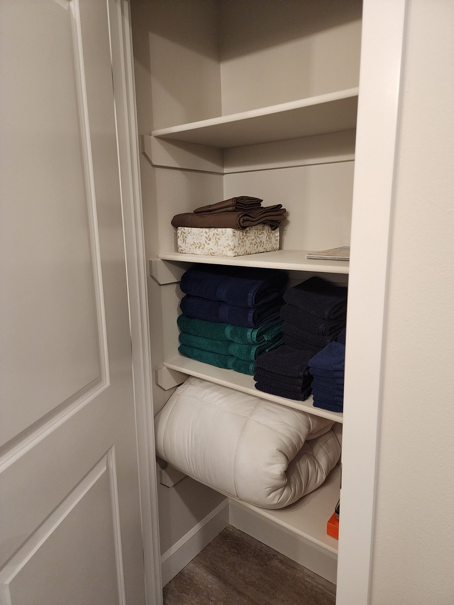 Linen closet in bathroom