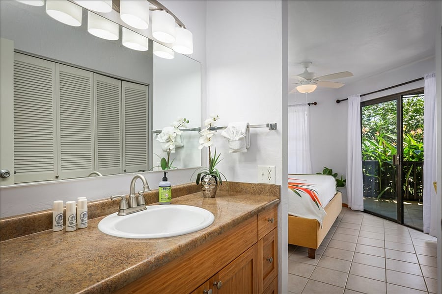 Vanity in master bedroom. Convenient to get ready when someone is in bathroom!