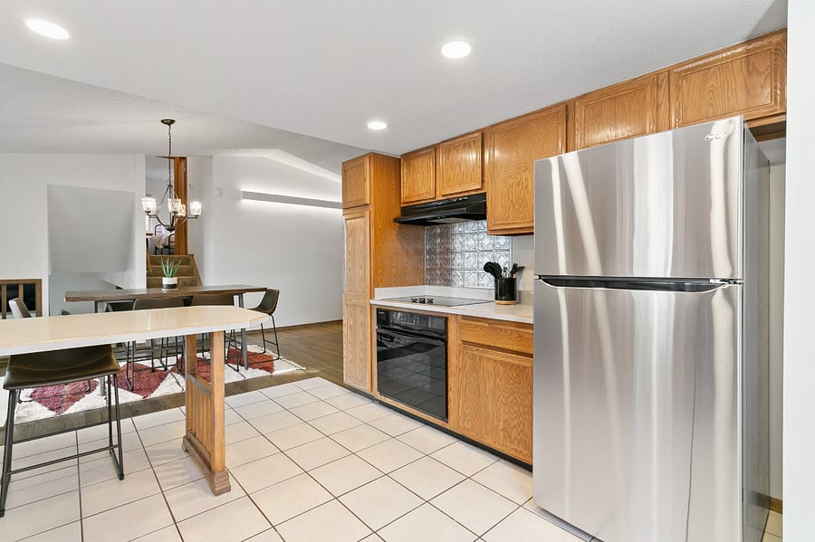 Fully stocked kitchen.