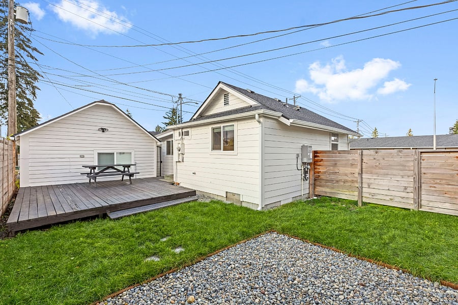 Backyard is fully fenced with a deck and a BBQ grill (not shown in picture).