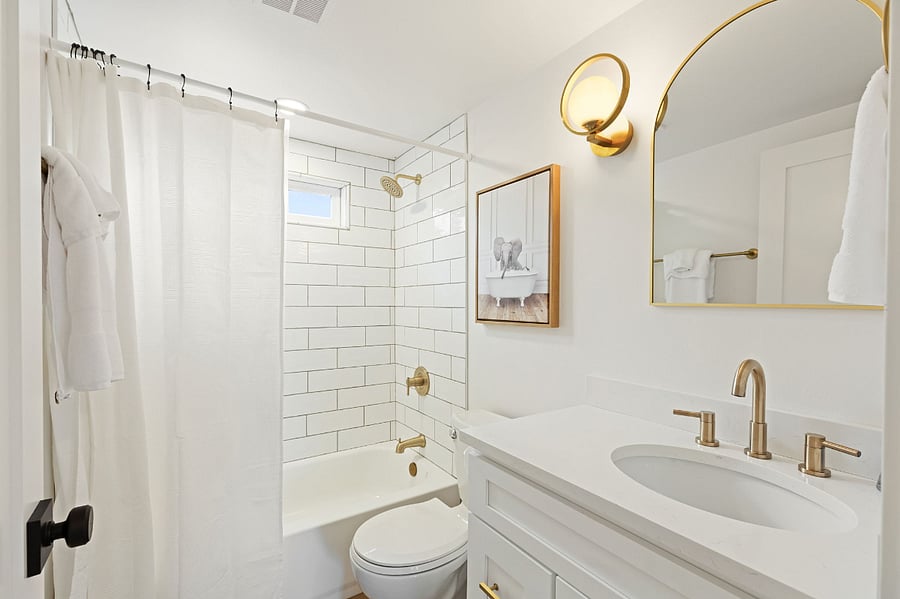 Bathroom includes all of your essentials (toilet paper, soap, cleaning supplies, hairdryer, etc.).
