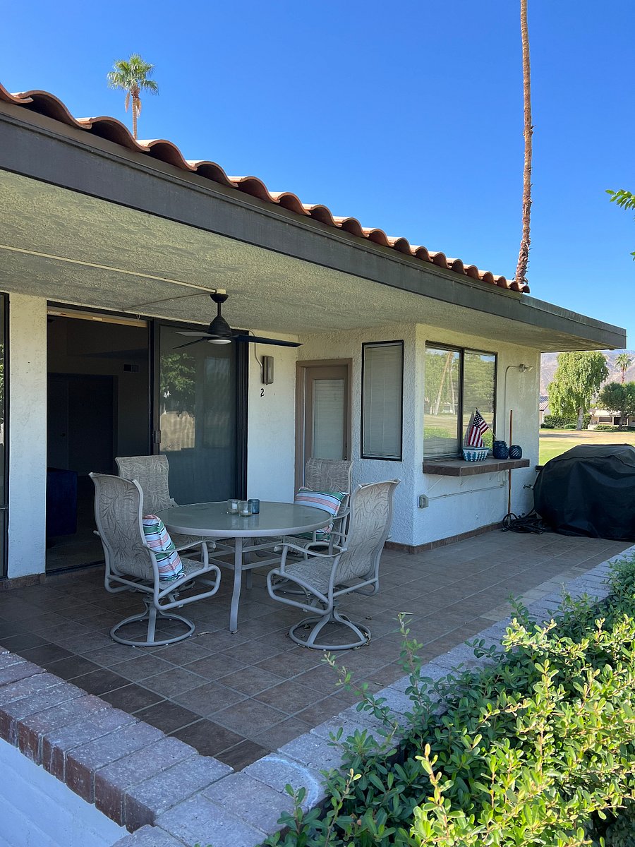 Spacious patio with TV and beautiful golf course views.