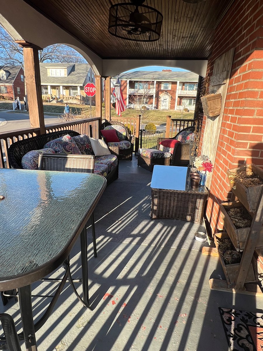 Side porch with tv