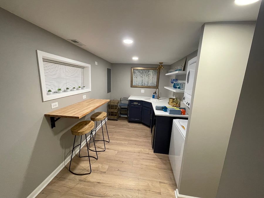 kitchenette with fold down table.