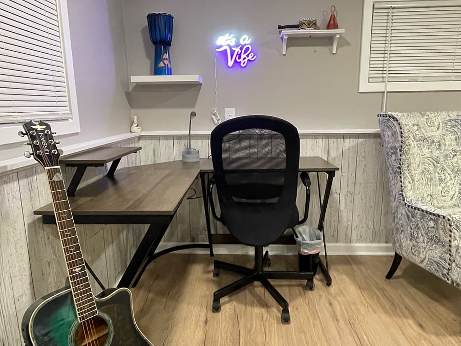 Dedicated work space or take a break and have a jam session.
