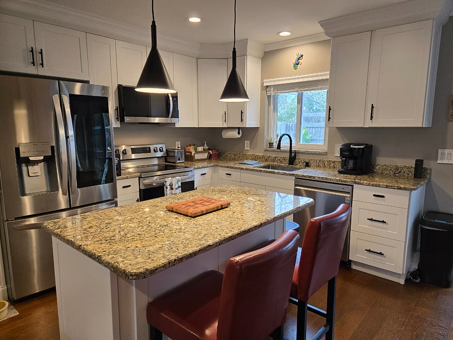 Kitchen island with stools