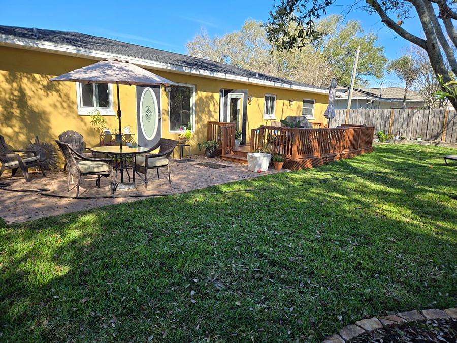 Backyard with patio and deck