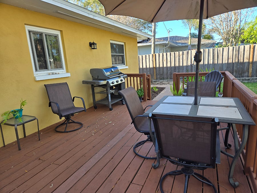 Deck with grill and table