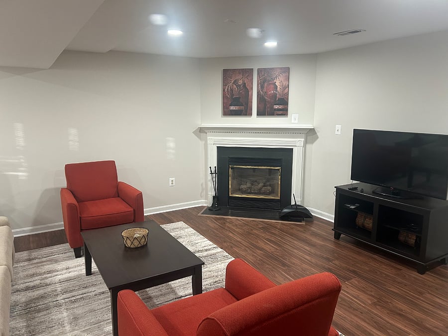 Rec Room with Fireplace and Smart TV