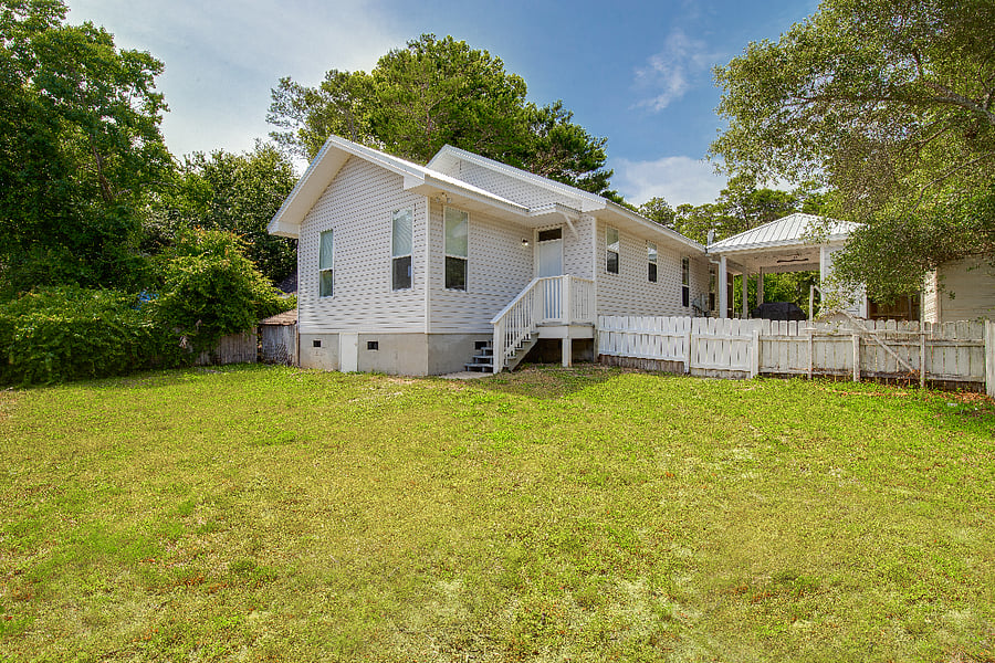 Large fenced backyard