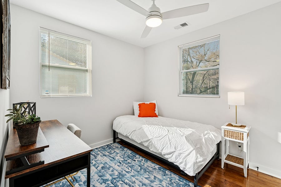 bedroom 3. twin trundle bed, work area, closet