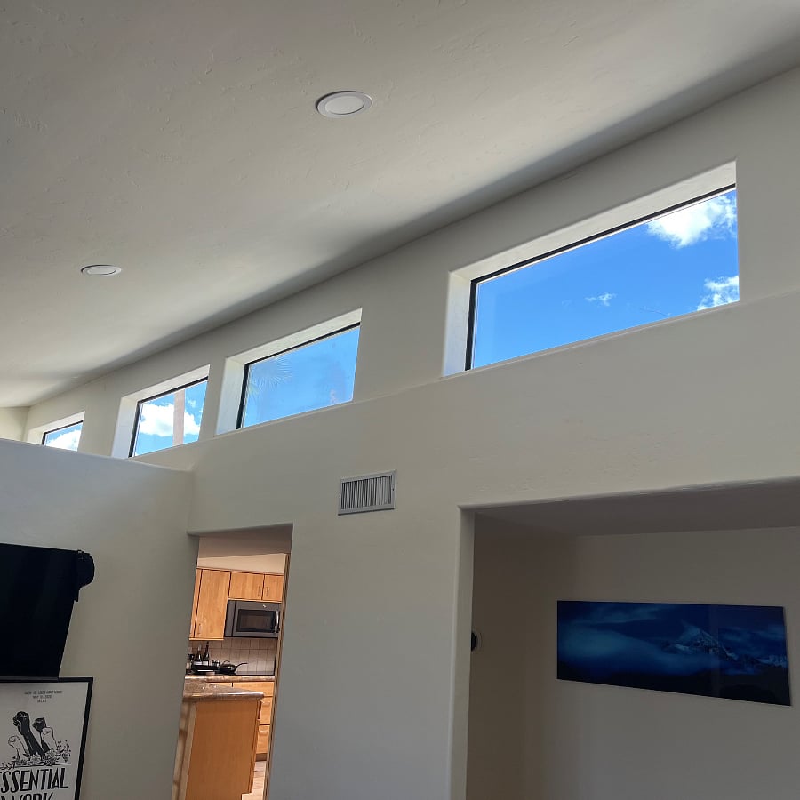 So much natural light for those hotter Tucson days. Skylights throughout living room, kitchen, dining room and bathrooms.