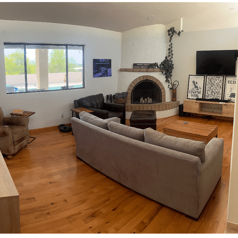 Living Room with plenty of seating and Smart TV