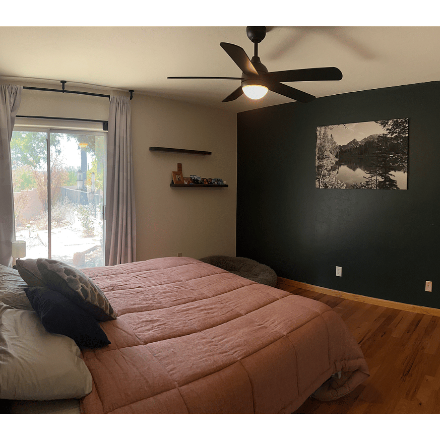 Main bedroom with slider to backyard