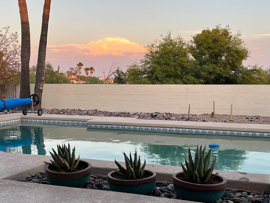 Sunset colors from the pool deck