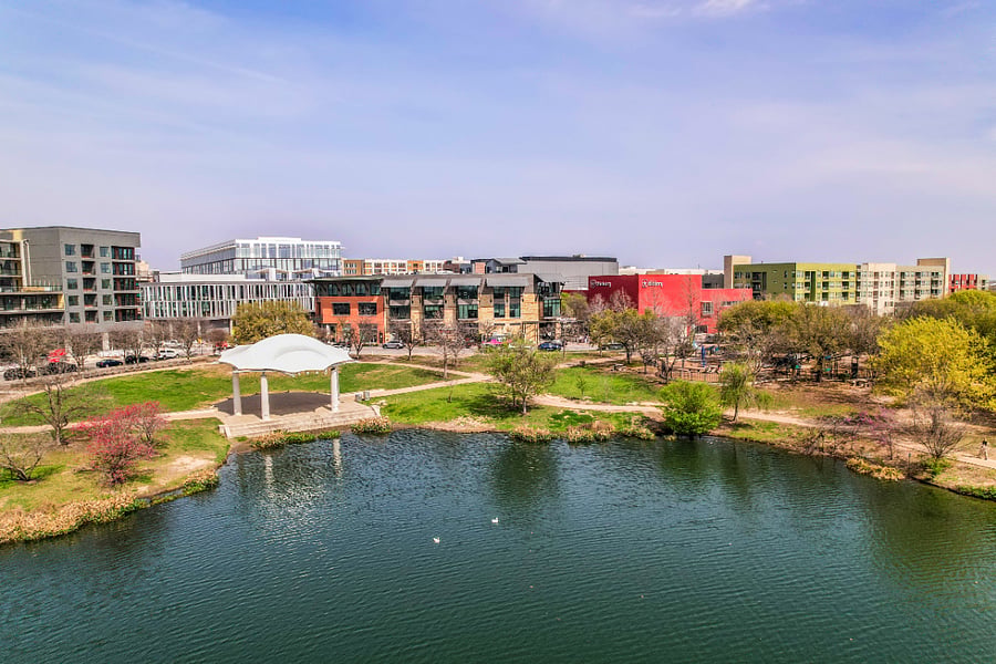 Muller Lake Park pavilion hosts many free music and movie events in the summer.