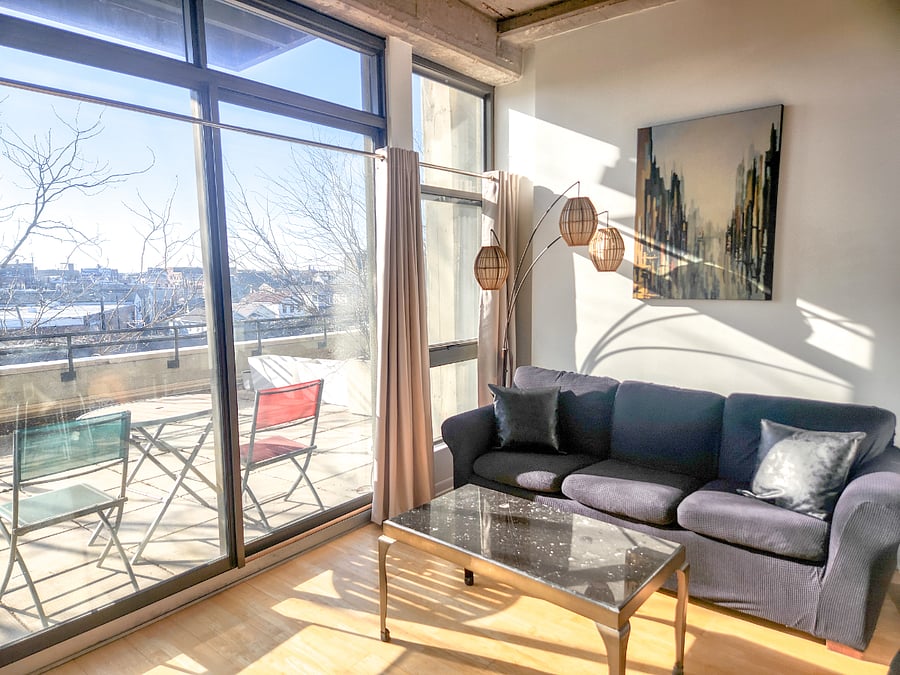Living Area overlooking Huge Terrace