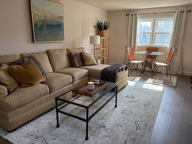 Cozy family room with smart tv.