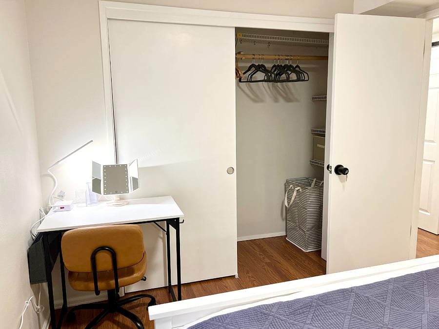 Bedroom 2 - Work desk / vanity and office chair and large closets