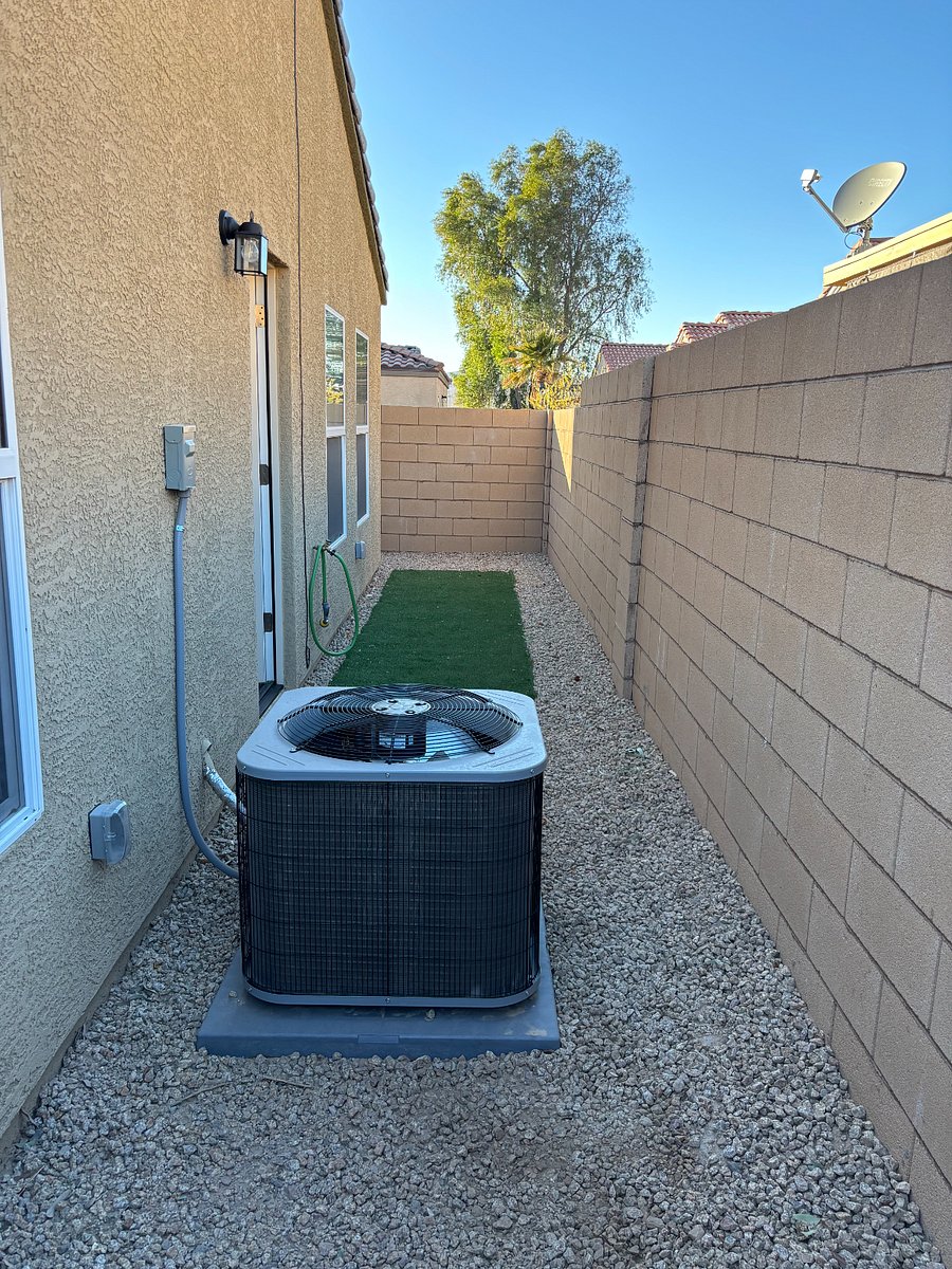 Small, maintenance free back yard. New air-conditioning unit.