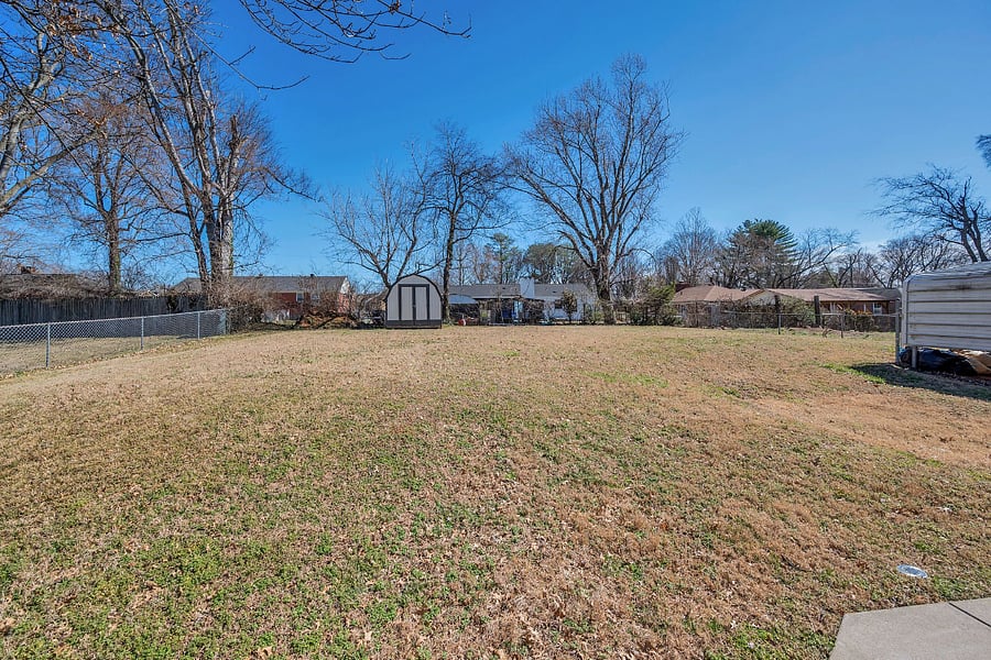 Large fenced backyard