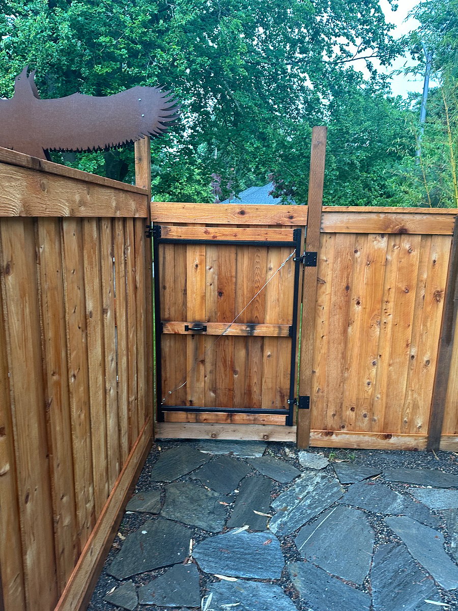 The gate as you walk out to the street. You can put a padlock on this gate for security if youd like.