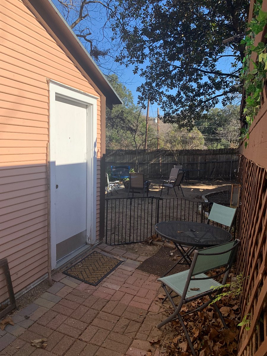 Patio and front door of the Little Pink House (LPH).