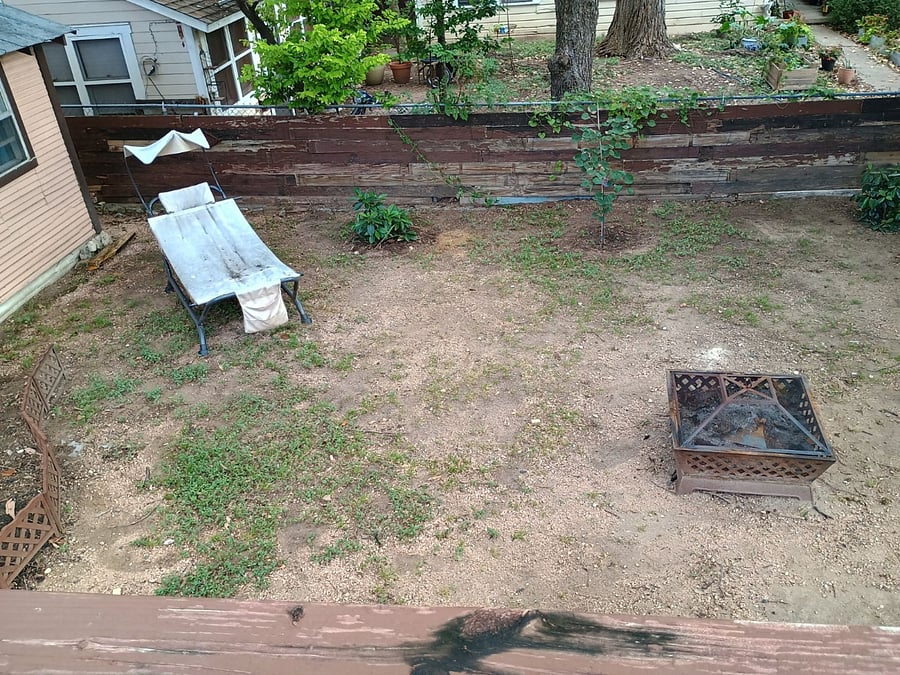 The backyard is fenced in and private.