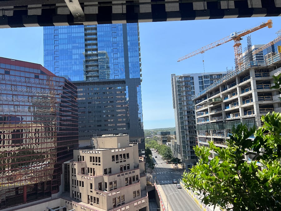 A view from another rooftop pool and bar downtown.