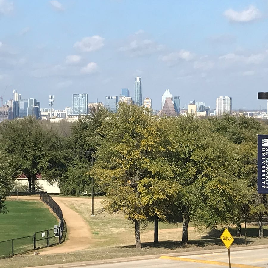A view from St. Edwards College, a half mile south of the house.