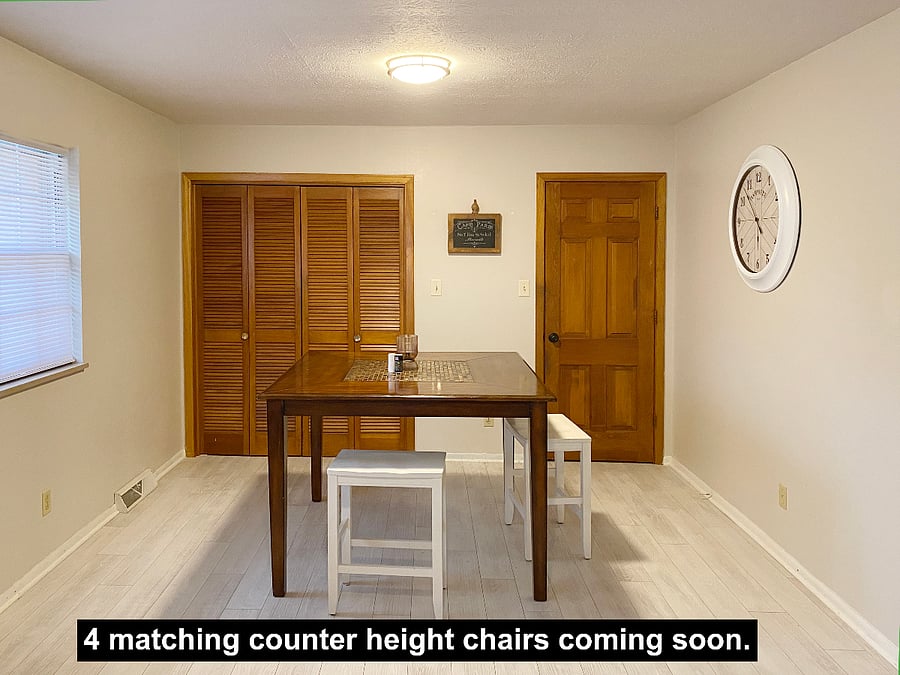 Behind folding doors is the laundry room with washer and dryer.
Behind right door is large pantry!