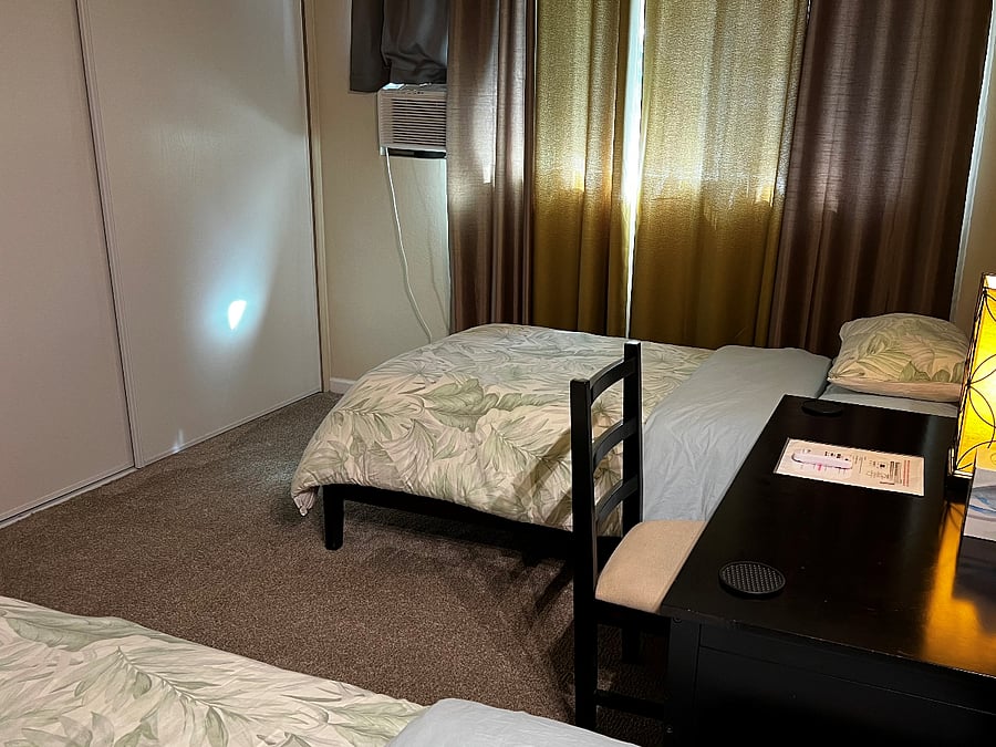 Large Bedroom 2, double twins, desk and large closet with cubbies