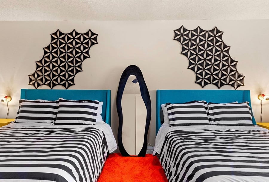 Second Floor - Double Queen beds. Sleeps 4 people. All beddings, towels and furniture are brand new.