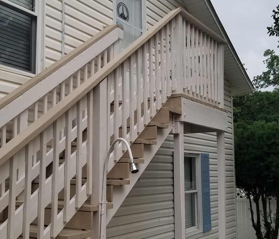 Steps to Perch & outside shower