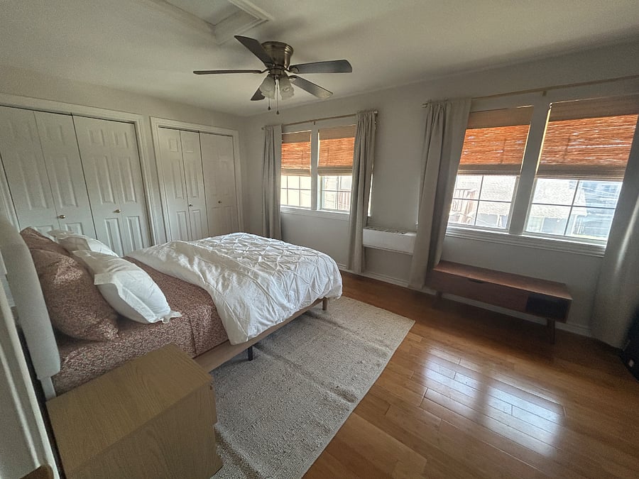 Bedroom w/blackout curtains