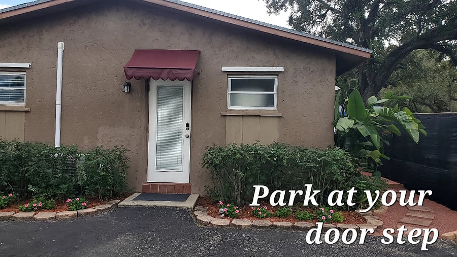 2 Private Entrances here and Private Patio