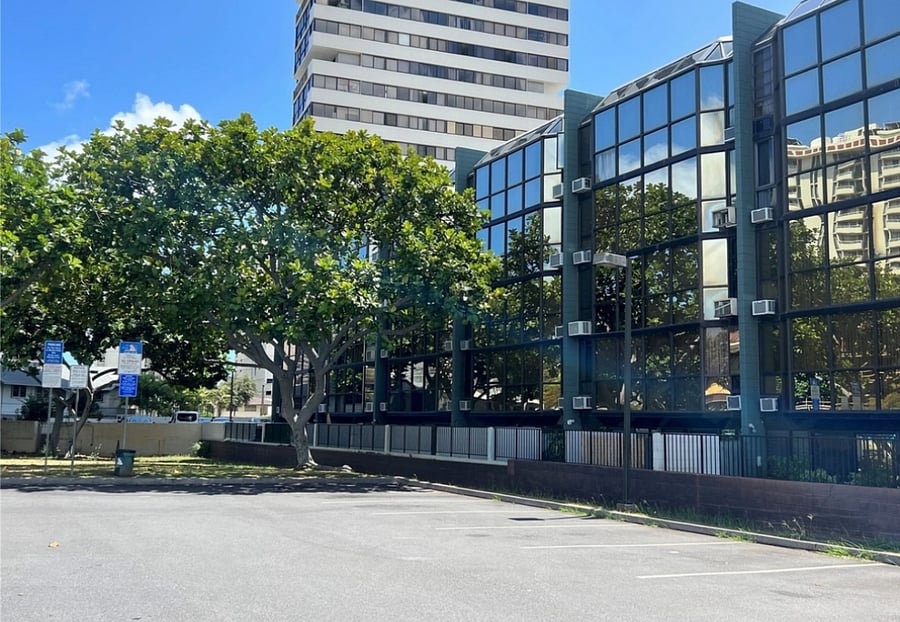 Back of building has a great park