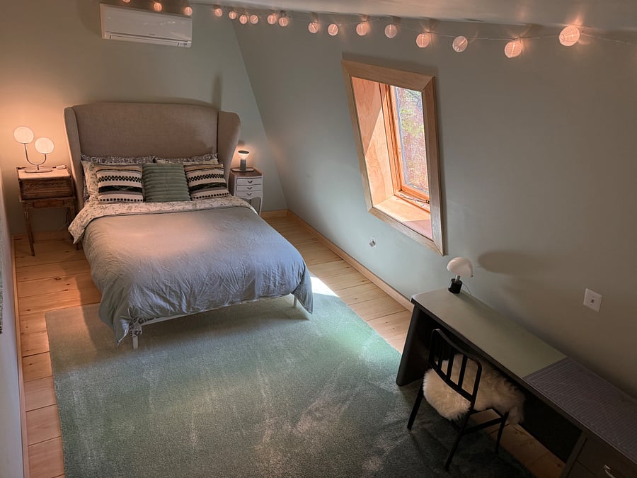 Second bedroom with Queen bed and desk.