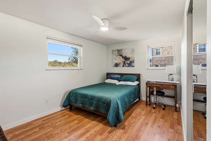 Bedroom 2: Queen Bed, small working desk, Full Closet