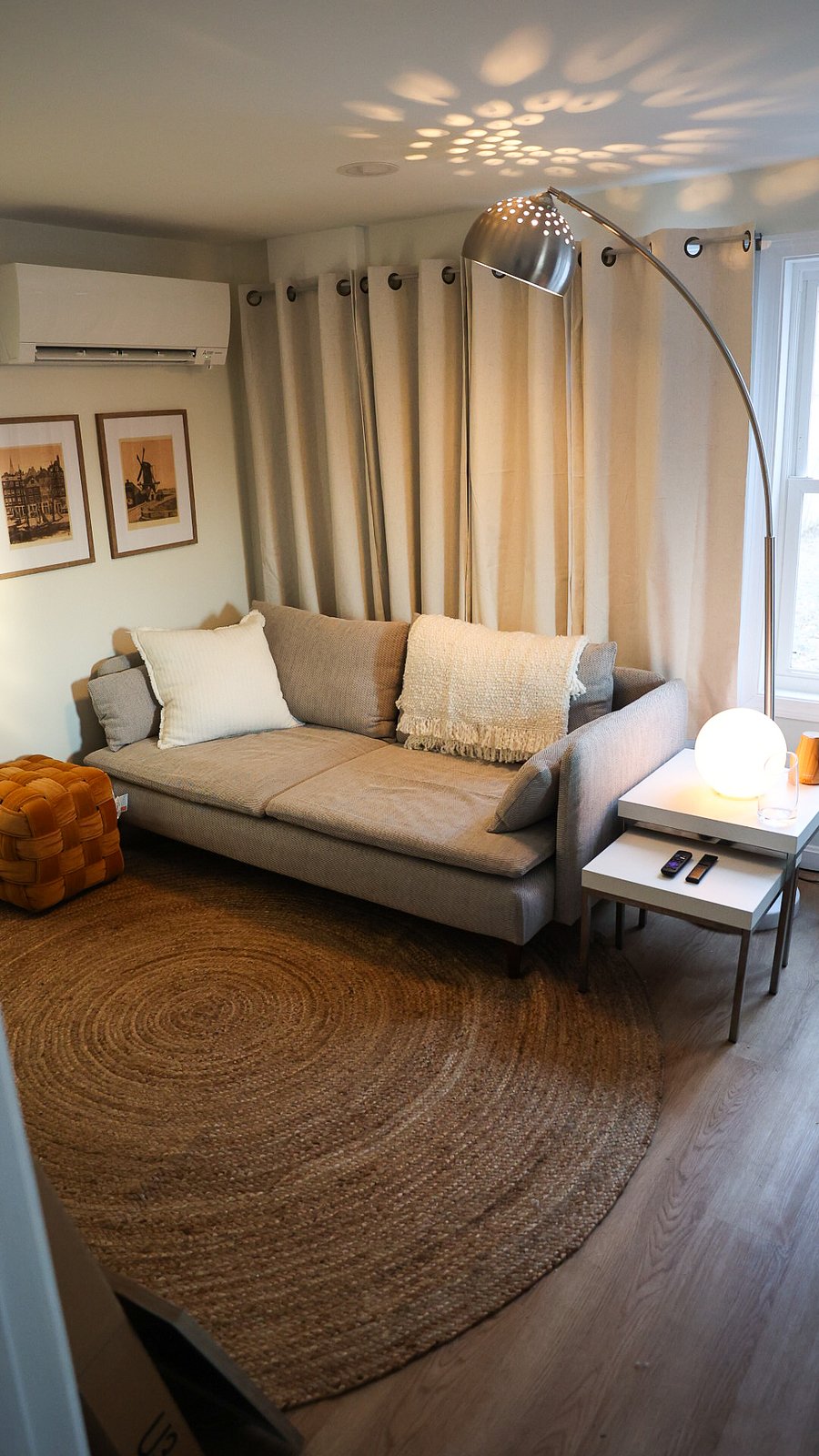 The living area at night.