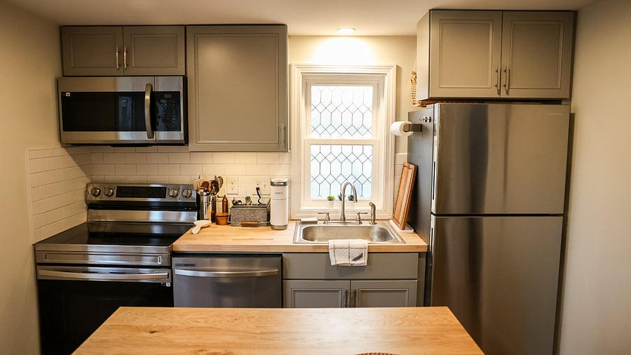 a small but full kitchen.