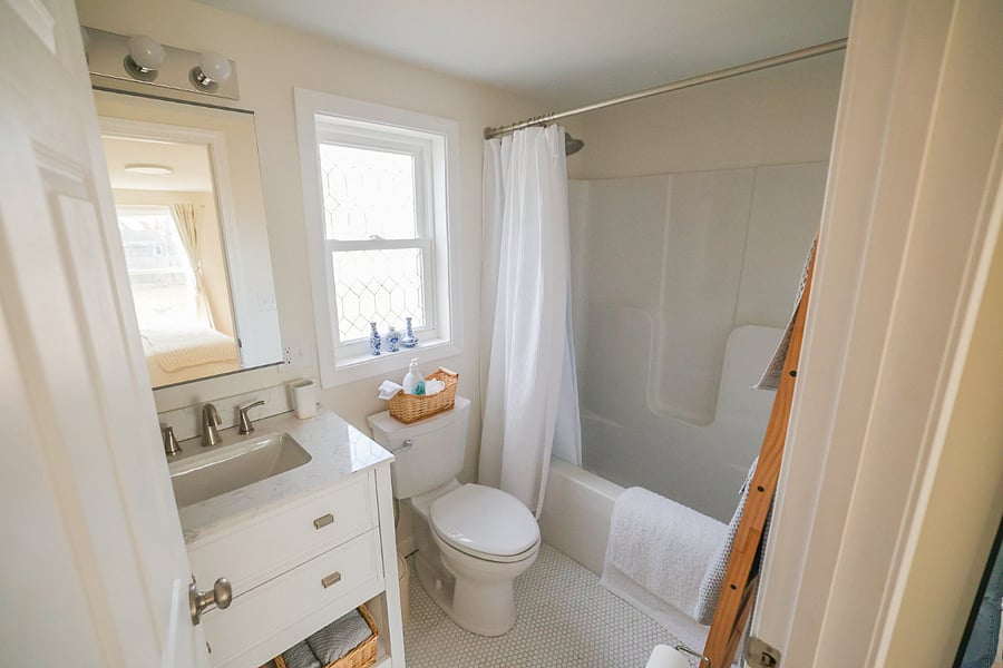 the bathroom.
