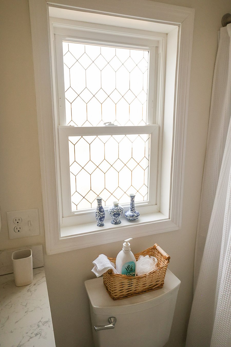 Cottage window in the bathroom.