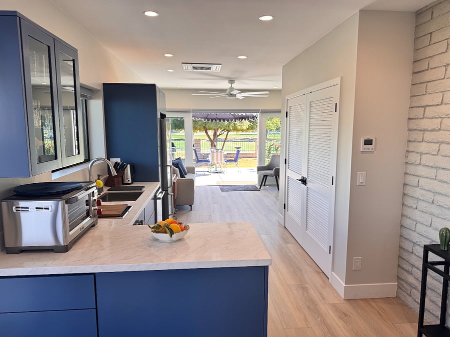 The casita has an open floor plan and tasteful decor. 