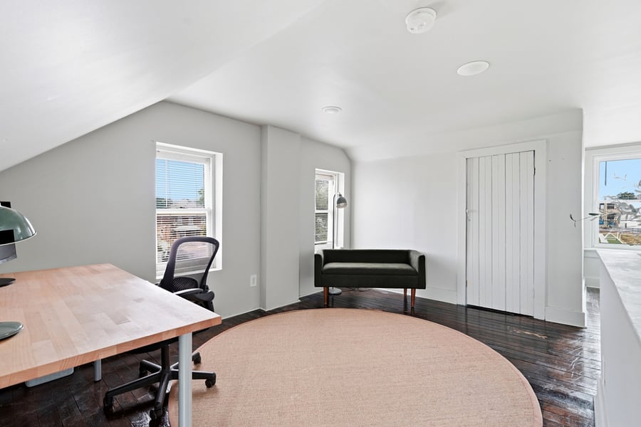 Studio seating area and closet
