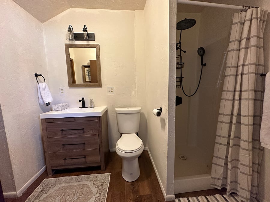 Downstairs bath adjoining Bedroom Four