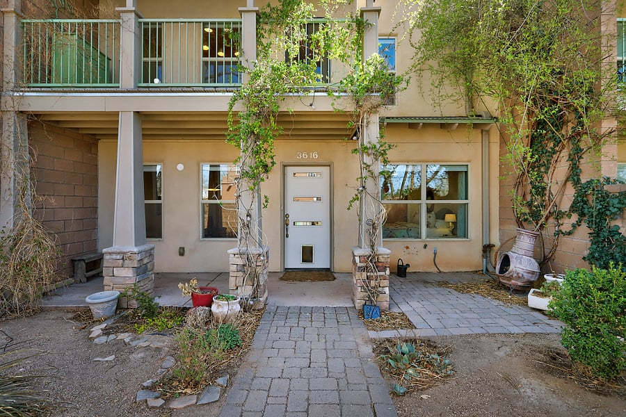 walled courtyard with pet door