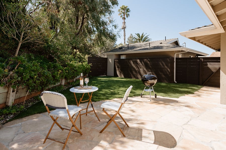 Private backyard and lawn