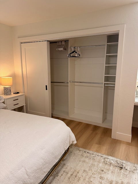 Extra large bedroom with king size bed.